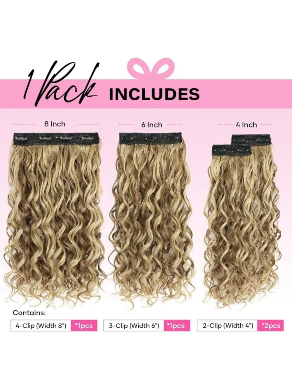 20 Inch Curly Clip-In Hair Extensions - 4PCS Volume & Length Hairpieces